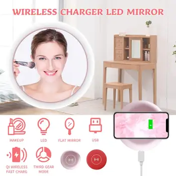 

New Wireless LED Makeup Mirror Mini Portable Travel Circular Lighting Cosmetic Mirrors USB Charging Makeup Shopify-Dropshippping