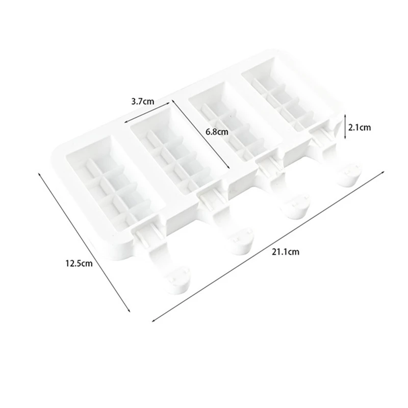 4 Hole Square Ice Cream Cube Mold Silicone Popsicle Barrel Moulds Homemade Dessert Summer Freezer Fruit Juice Maker Tray