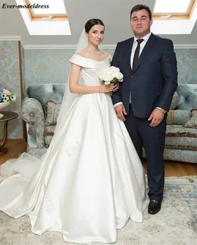 

Elegant Off The Shoulder Wedding Dresses 2020 Sleeveless Buttons Back A-Line Country Bridal Gowns Court Train Vestidos De Novia