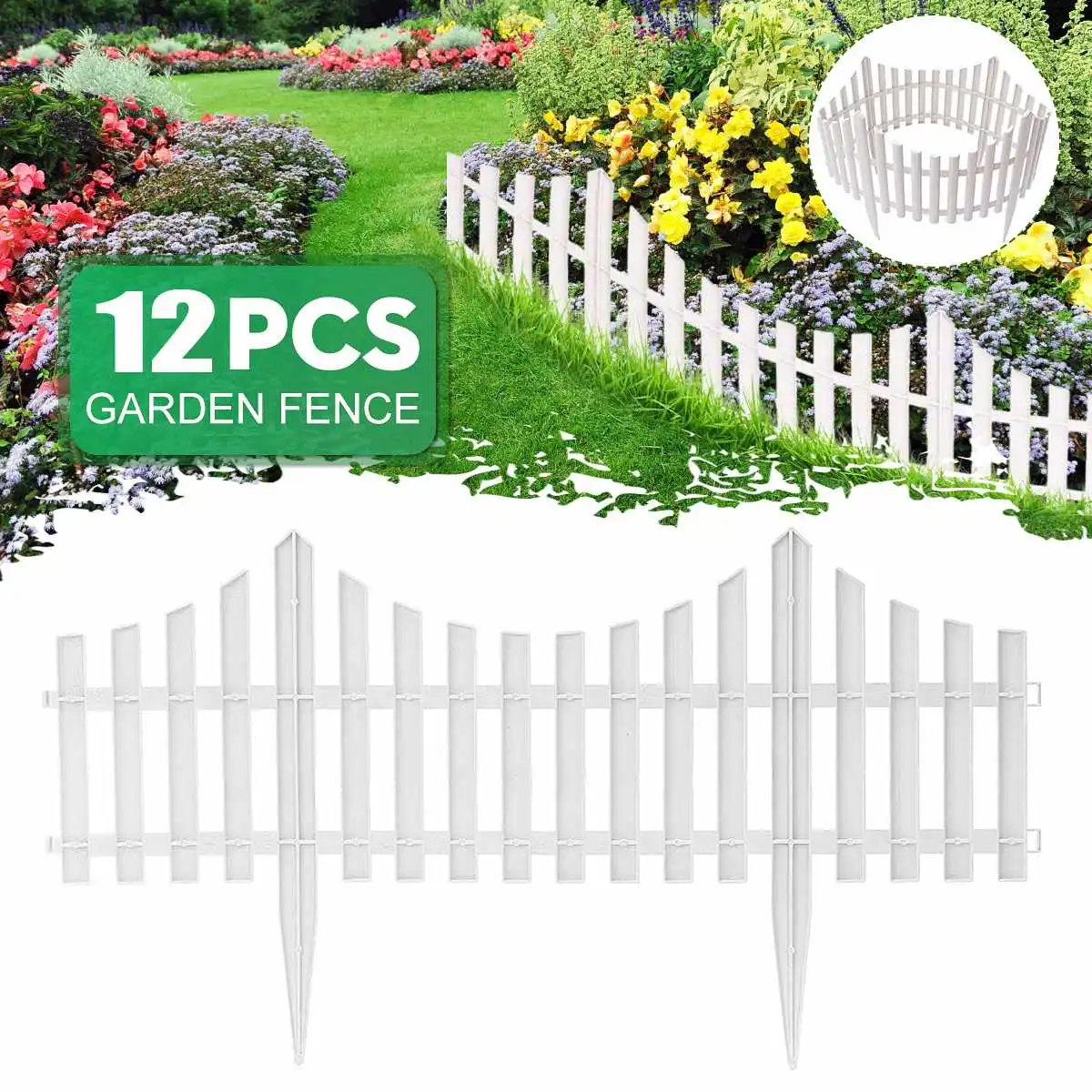 24Pcs Plastic Garden Border Fencing Fence Pannels Outdoor Landscape