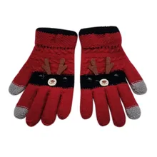 Рождественские Зимние Детские теплые вязаные перчатки в стиле пэчворк с рисунком оленя