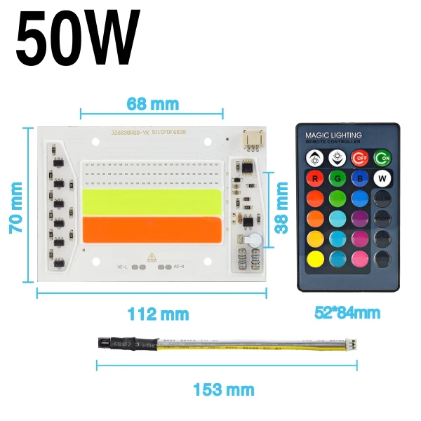 Высокомощный светодиодный COB Чип 30 Вт 50 Вт 220 В AC RGB светодиодный светильник без необходимости драйвер Регулируемая лампа для праздника светильник s украшение дома - Испускаемый цвет: 50W and Remote