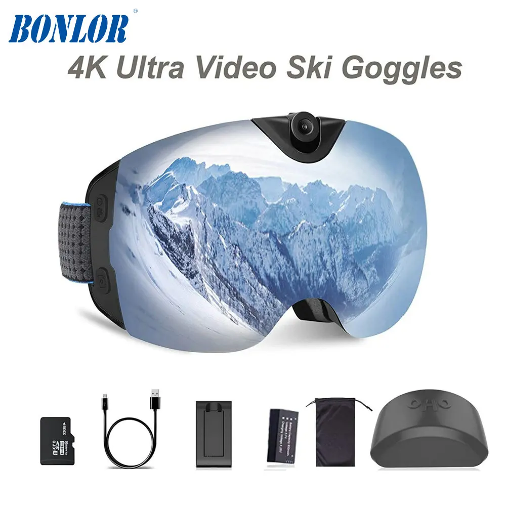4K Ultra Video Ski-Sunglass Goggles Camera Met Super 1080P 60fps Video-opname Anti-Fog Snowboard UV400 Bescherming Lens 4K Ultra Video Ski-Sunglass Goggles Camera Met Super 1080P 60fps Video-opname Anti-Fog Snowboard UV400 Bescherming Lens