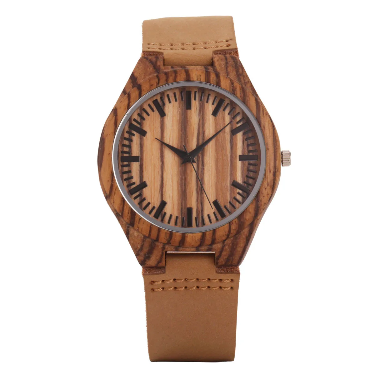 

Fashion Simple Belt Quartz Watch Wood Dial Watch