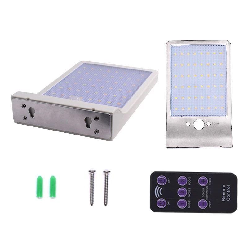 

White 48Led Solar Light Wall Light Garden Courtyard Wall Light with Remote Control Tri-Mode Waterproof Light for Outdoor Garden