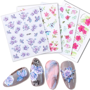 

5Pcs 5D Embossed Stickers Flower Plant Flamingo Nail Art Sticker Self-Adhesive Wraps Decal Slider Manicure Design JISTZ5D01-18-1