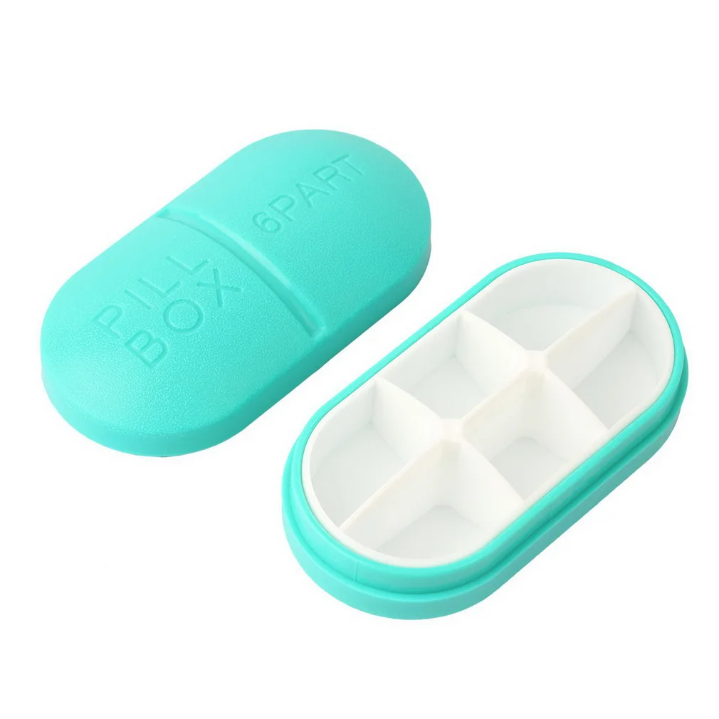 Pill Storage Box Portable Travel Emergency First Aid Kits 6-Slot Medical Pill Box Holder Medicine Drug Case for Security
