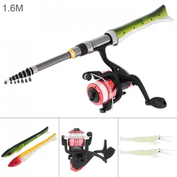 

1.6m Telescopic Carbon Fishing Rod Reel Line Soft Lure Luminous Shrimp Combo Mini Fish Shaped Pocket Pen Sea Ice Fishing Pole