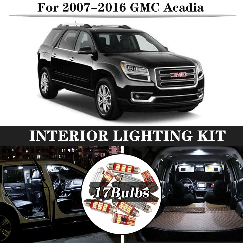 17x White Canbus Led Car Interior Lights Package Kit For 20072016 Gmc