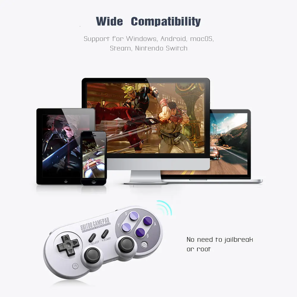 Official 8BitDo SF30 Pro Wireless Bluetooth Gamepad Controller with Joystick for Windows Android macOS Nintendo Switch Steam