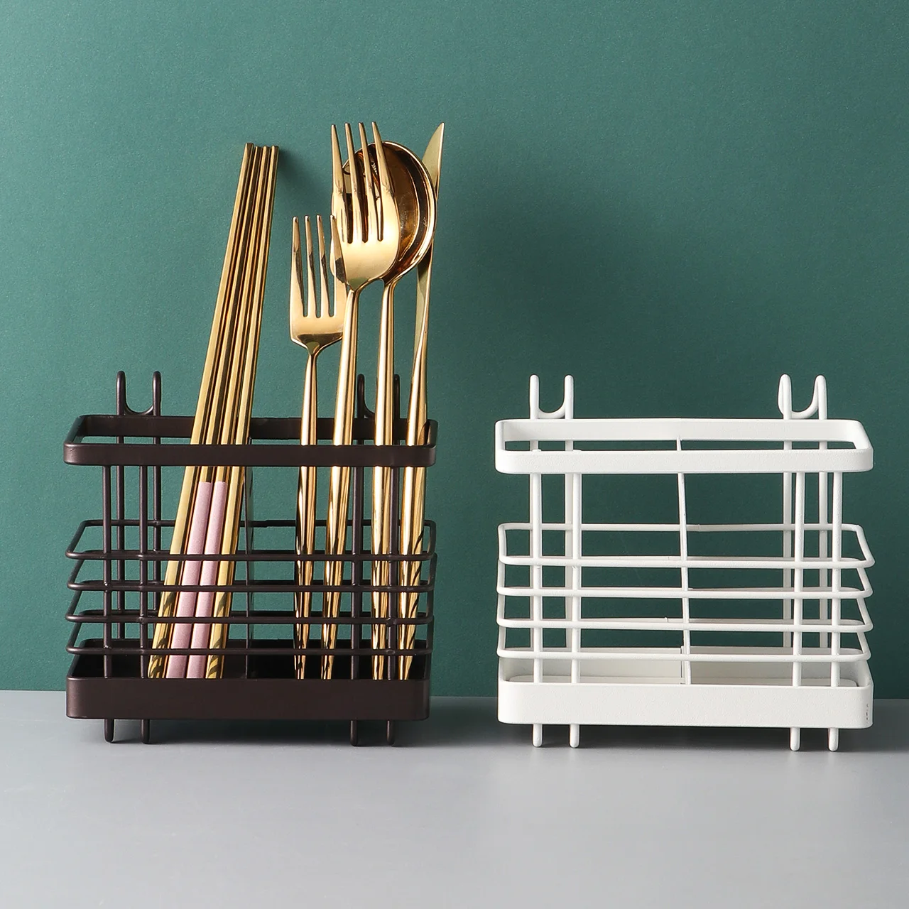 

Kitchen Drain Knife and Fork Cage Multifunctional Tableware Iron Barrel Holder Chopstick Holder Storage Box Kitchen Tools