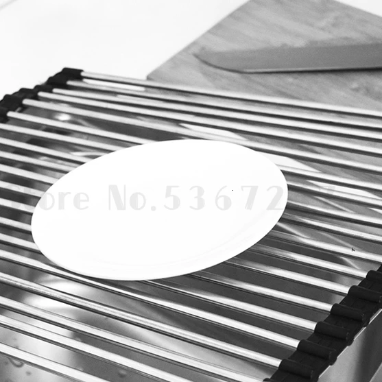 Kitchen Rack 304 Stainless Steel Drain Rack Sink Bowl Holder Folding Disk Storage Rack.
