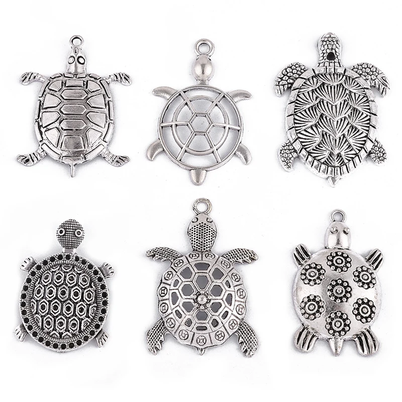 

6PCS Antique Silver Plated Turtle Tortoise Charms Pendant for Jewelry Making Findings Necklace Accessories Handmade DIY Craft