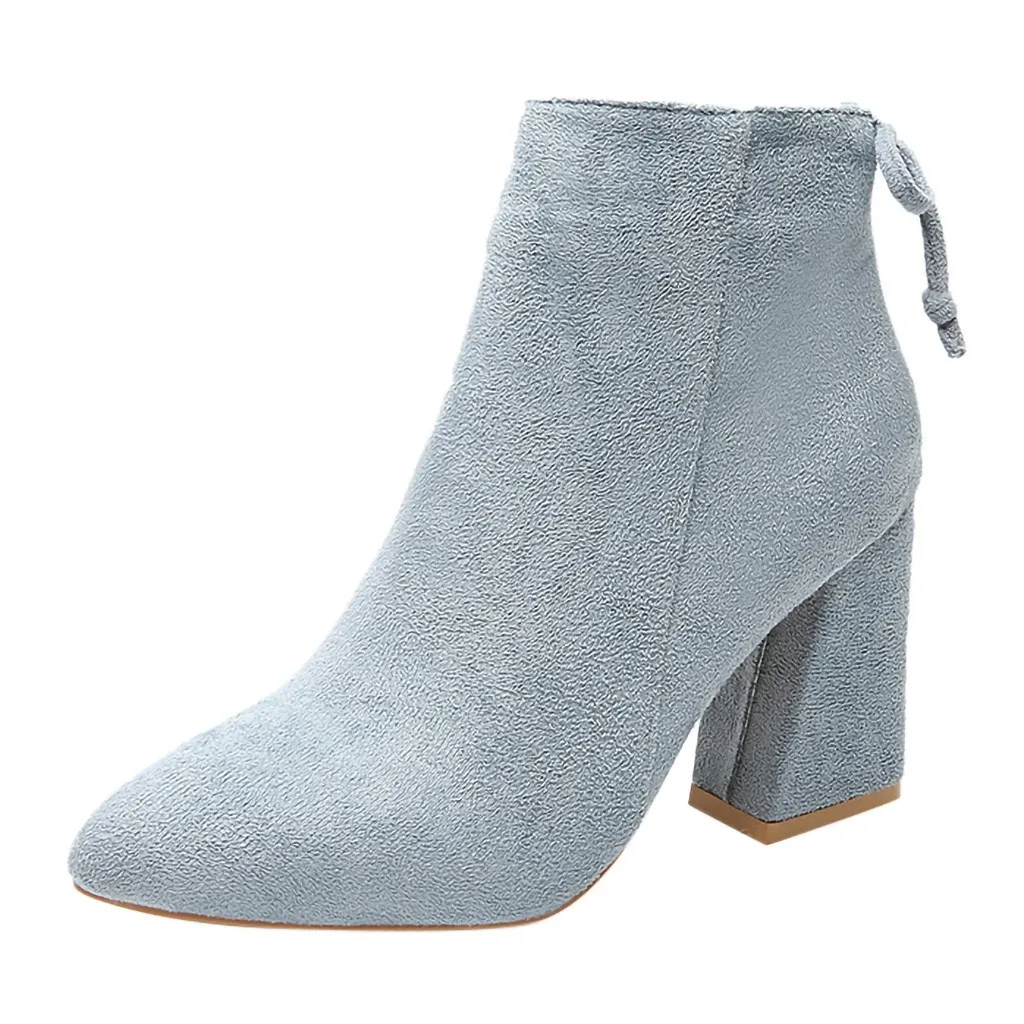 

SAGACE Women's fashion solid color zipper warm pointed casual ladies thick with suede bare boots short boots new listing 2019