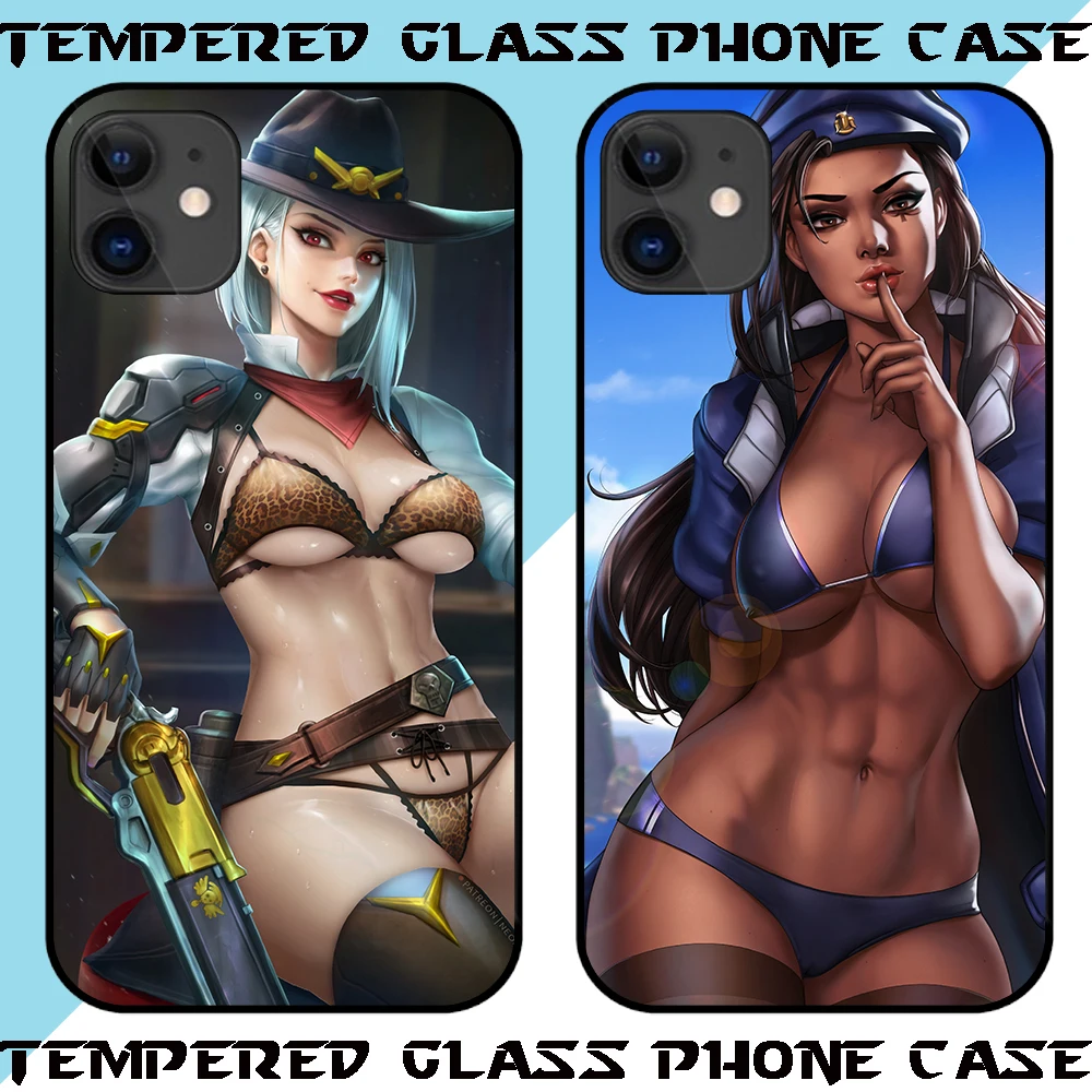 Чехол для телефона OW Sexy gun girl из закаленного стекла iPhone 11 Pro Max X XS XR XSMAX 7 8 6 Plus чехол в