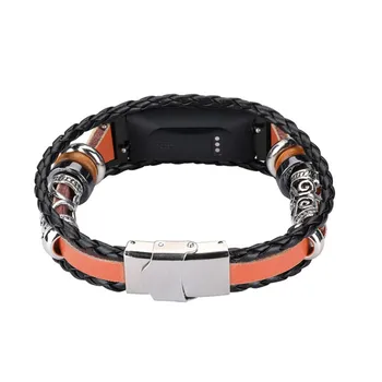 

For Inspire Smartwatch Stylish Vintage Leather Wristband Replacement, Retro Ethic Style Watch Strap