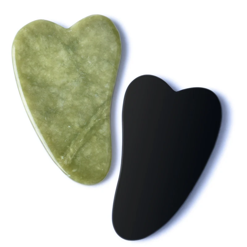 Face Massager Silicone face roller Guasha board Natural Massage Jade Roller Gua Sha Stone Board Rose Quartz Guasha Plate Massager Scrapers Tools For Face Eyes Neck Back Body
