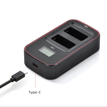 

Double For Go Pro Hero 9 Black dual double Channel Battery charger LCD display Type C Charging Cable For go pro 9 Accessories