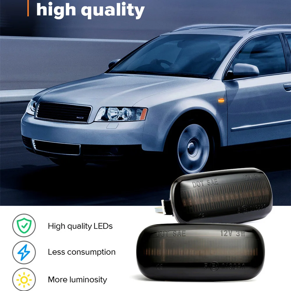 2pcs LED Dynamic Side Indicator Repeater Amber Lights Replacement For Audi A3 S3 8P A4 03-08 | Автомобили и мотоциклы