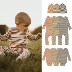 Vêtements de printemps pour bébé fille et garçon, barboteuse solide en coton doux à manches longues, combinaison pour bébé, pyjama vêtements pour nourrissons 