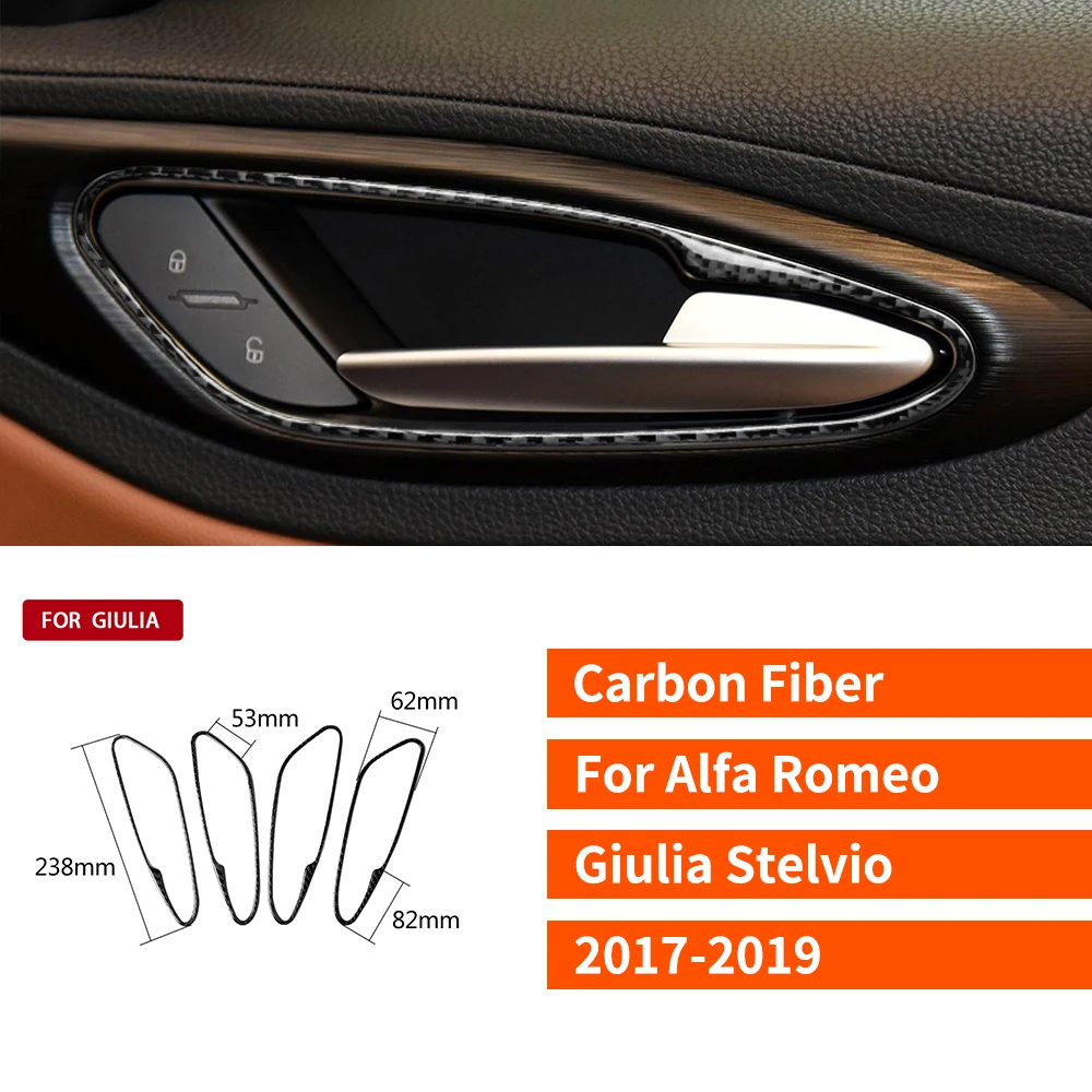 YIWANG Cornici Maniglia Interna Per Alfa Romeo Stelvio 2017-2020 – ABS Cromato Effetto Carbonio, 2 Pezzi
