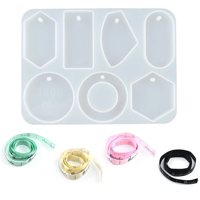 Large 6-Cavity Jewelry Silicone Mold With Hole For Polymer Clay Crafting Epoxy Pendant Earrings Keychain Making | Украшения и