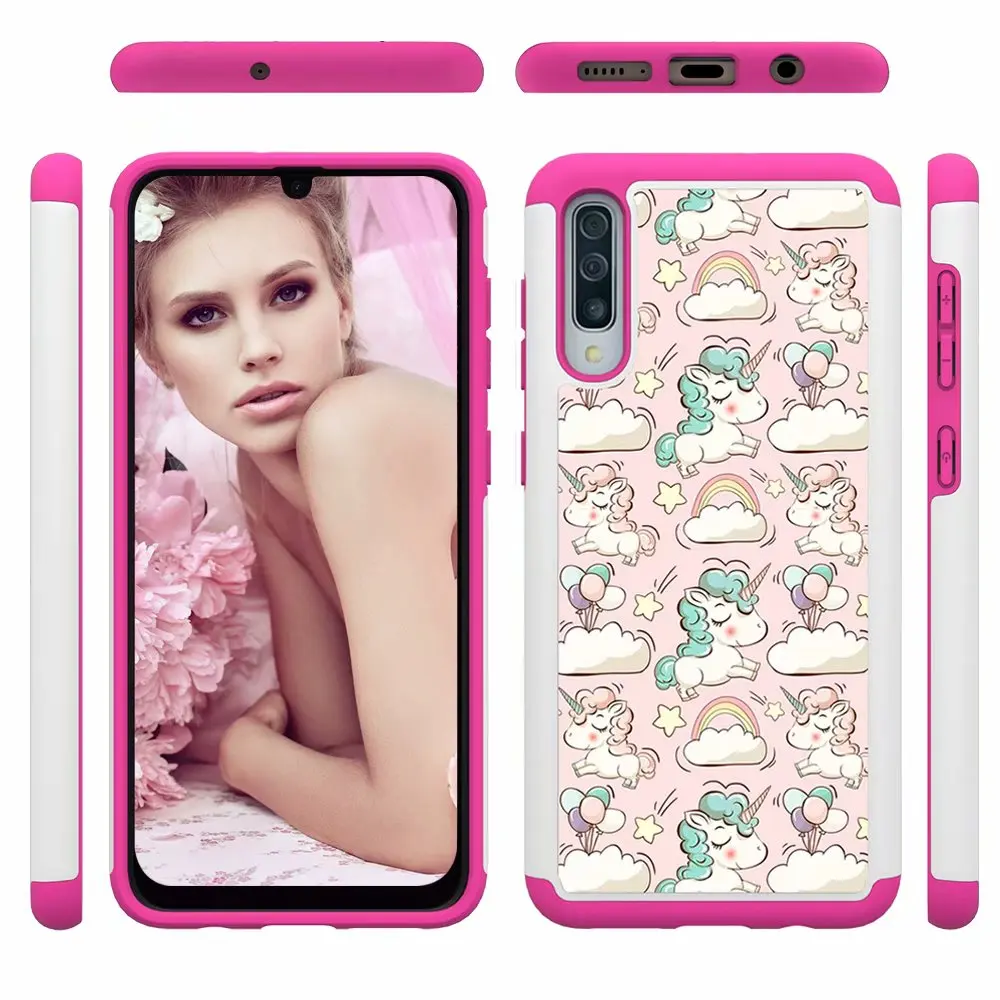Samsung Galaxy A20 A30 A50 A30S A50S A520 A5 силикон и PC 2 в 1 сверхпрочный противоударный защитный противоударный чехол для телефона - Цвет: unicorn