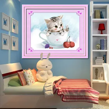 

Colorful Animals Diamond Painting Cute Cat Cartoon Full Drill Tool Diamond Painting Accessoire Punto Diamante Handicrafts DE50TZ