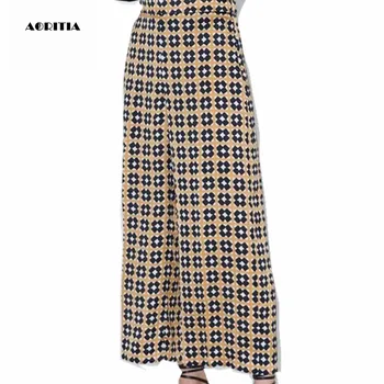 

2019 Summer Autumn Print Loose Trousers Women Wide Leg Pants