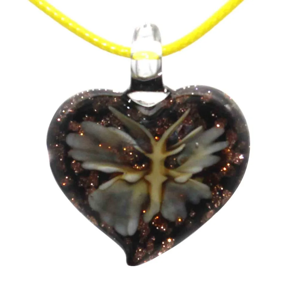 1 шт модные стеклянные подвески в форме сердца из муранского стекла с изображением цветка Подвески для ожерелья