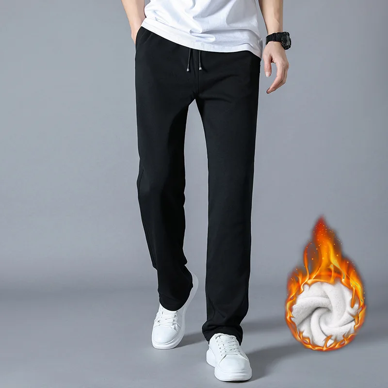 

Spring Autumn Cotton Jogger Men Casual Fleece Sweatpants Men Warm Trousers Tracksuit Bottoms Sportswear Loose Straight Pants