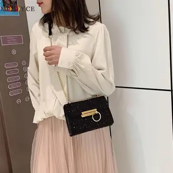 

Retro Crossbody Bags for Women Woolen Small Square Shoulder Messenger Bag