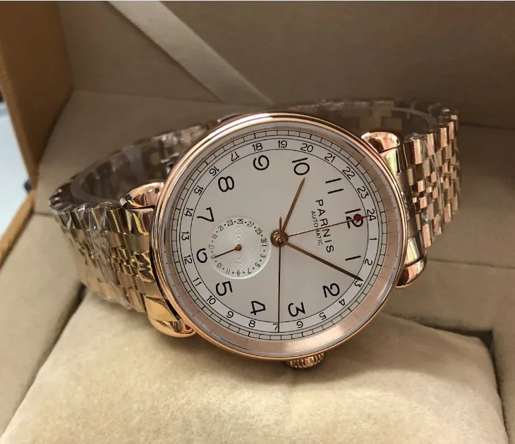Новинка мужские часы PARNIS 42 мм GMT с автоматическим самодвижением автоматической