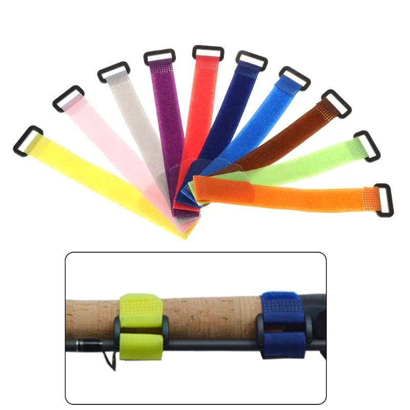 

10Pcs/Bag Fishing Rod Band Fixing Tie Strap Adjustable Pole Belt Nylon Wrap Tool G8TD