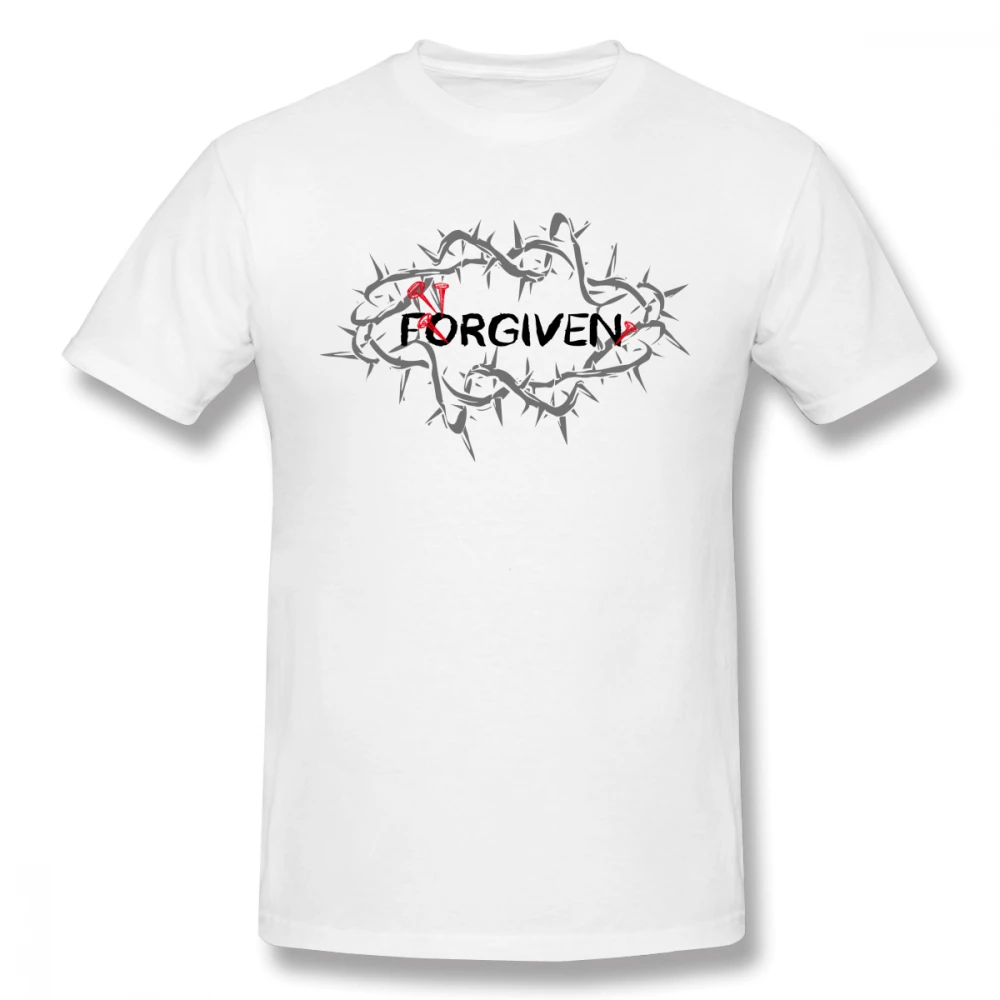 

Jesus Christ Forgiven Crown Of Thorns Forgiven Casual O-Neck Men's Basic Short Sleeve T-Shirt 100% Cotton Tee Shirt Printed