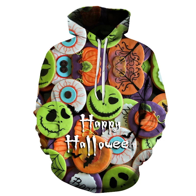 

New Fashion 3D Print Hoodies Funny Unisex Hoodies Happy Halloween pumpkin candy Print Pullover Sleeve Streetwear
