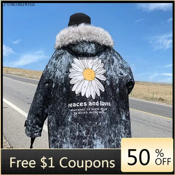 

Winter New Big Fur Collar Hooded Cotton-padded Jacket Men's Bread Clothes Korean Style Trend Loose Thick Warm Jacket with Hood
