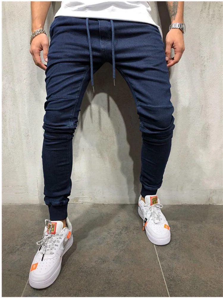 Бутик повседневные обтягивающие мужские джинсы прямые джинсы/мужские брюки Jogger брюки «бермуды» - Цвет: navy