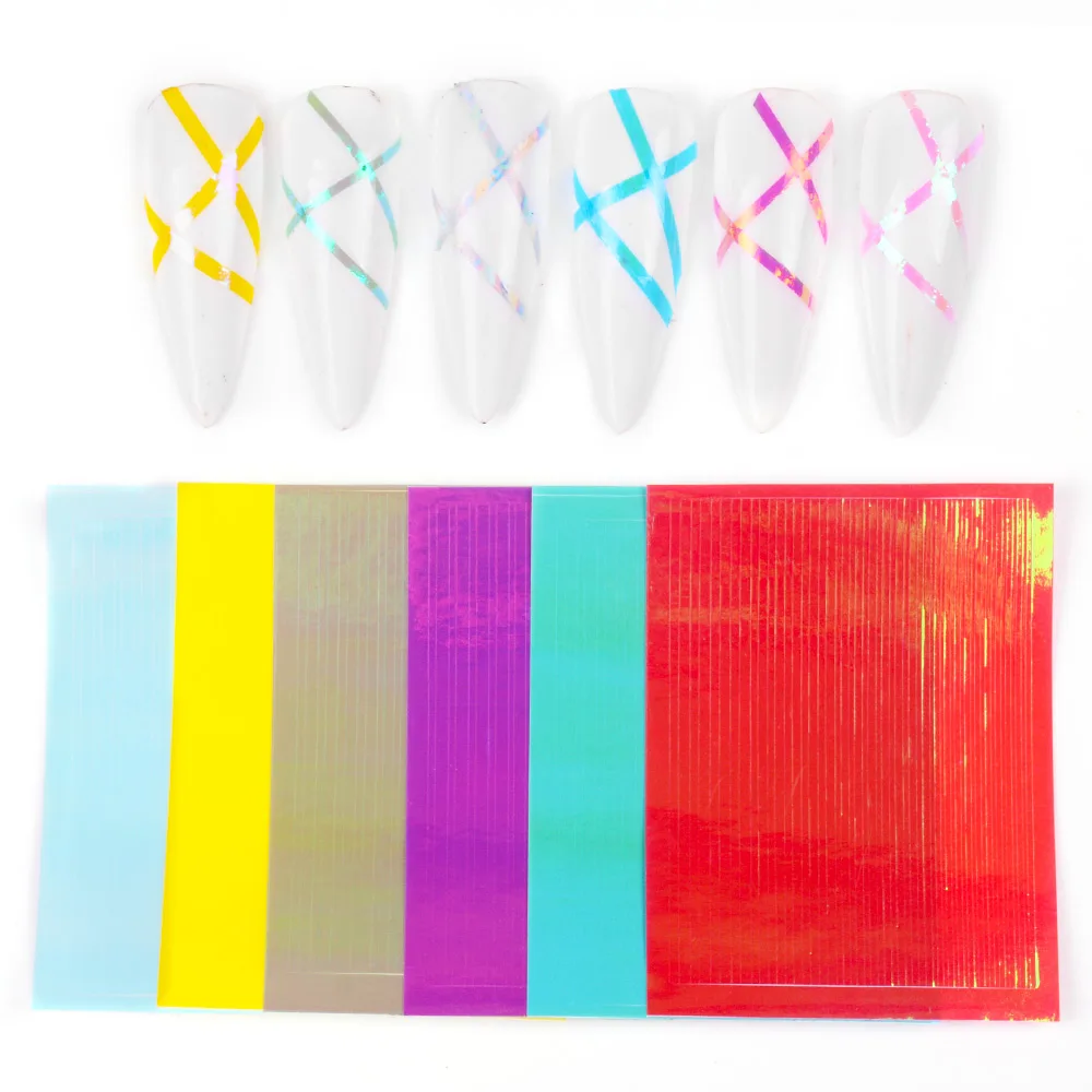 

16Pcs New Fashion 3D Nail Stickers colorful Stripe Lines Nails Sticker Striping Tape Decorations Manicure