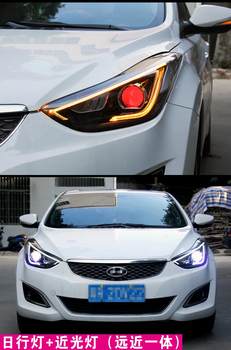 Автомобильный Стайлинг Головной фонарь чехол для фары для автомобиля Hyundai Elantra 2012- светодиодный фары DRL Объектив Двойной Луч Биксенон HID