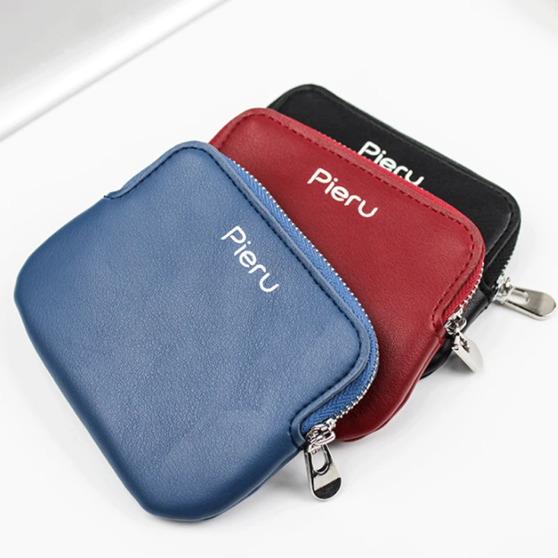 Women Business Card Holder PU Leather Card Wallet Female Credit Card Holder Red Blue Black Zip Coin Purse Key Case Zipper Bag