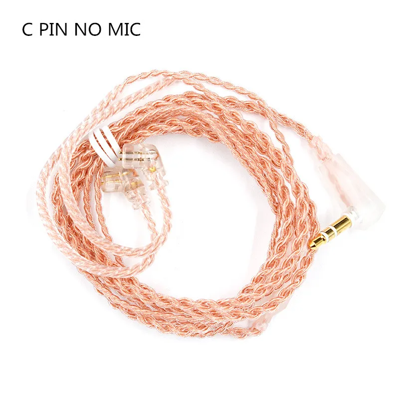 KZ Eerphone кабель бескислородный медный кабель розовое золото линия обновления для ZST AS10 ZSX ZSN PRO ZS10 PRO AS12 AS16 C12 - Цвет: C PIN NO MIC