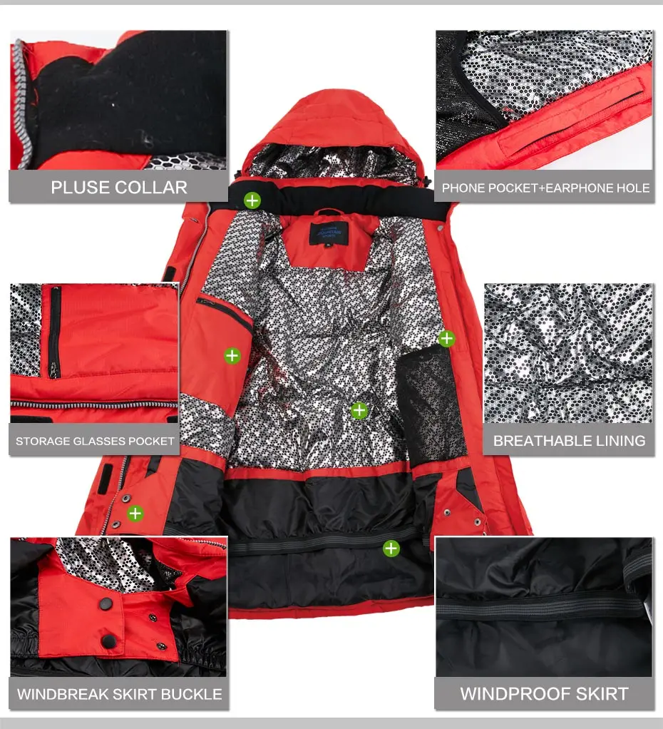 SAENSHING Женская лыжная куртка для катания на лыжах и сноуборде зимняя снежная одежда толстая Водонепроницаемая зимняя куртка-30 градусов