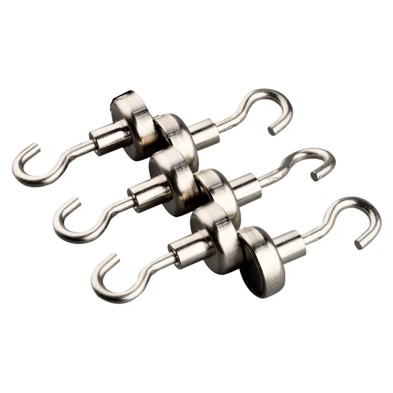 6Pcs Neodymium N52 Magnet Vertical Pull-force 2KG Hook Earth Magnet Multifunction Fridge Sticker Hooks Magnetic Material Base