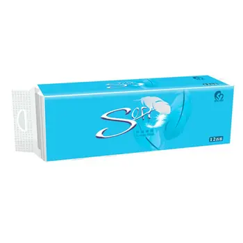 

12Rolls Wood Pulp Toilet Paper Towel 4 Layers Embossed Food Grade No Core Tissue