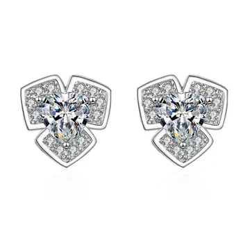 

18K White Gold Simple Zircon Diamond Earring Crown Earings For Women Gift