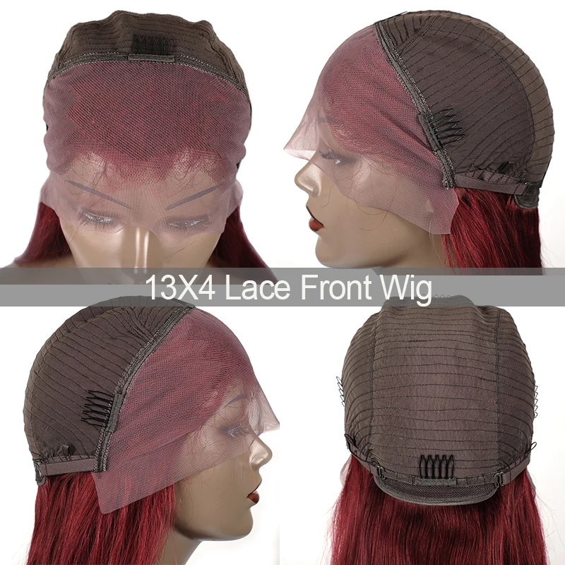Remyblue 99J Red Burgundy Lace Front Human Hair Wigs for Black Straight Hair Lace Front Wig Ombre Peruvian Remy Human Hair Wigs