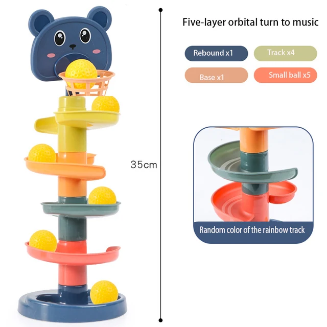 Z3 Baby Toys Rolling Ball Pile Tower Early Educational Toy For Babies Rotating Track Educational Baby Gift Stacking Toy Children 4