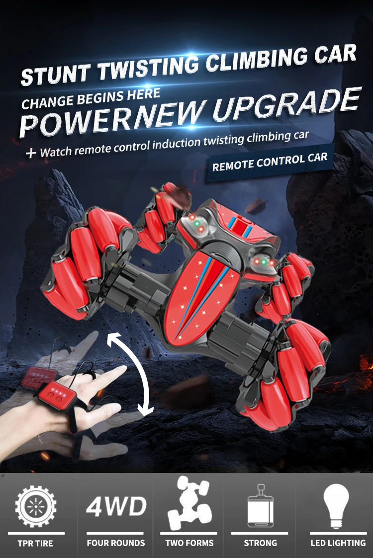 

2019 Remote Control Stunt Car Gesture Induction Twisting Off-Road Vehicle Light Drift Dancing Side Driving Toy Gift for Kids