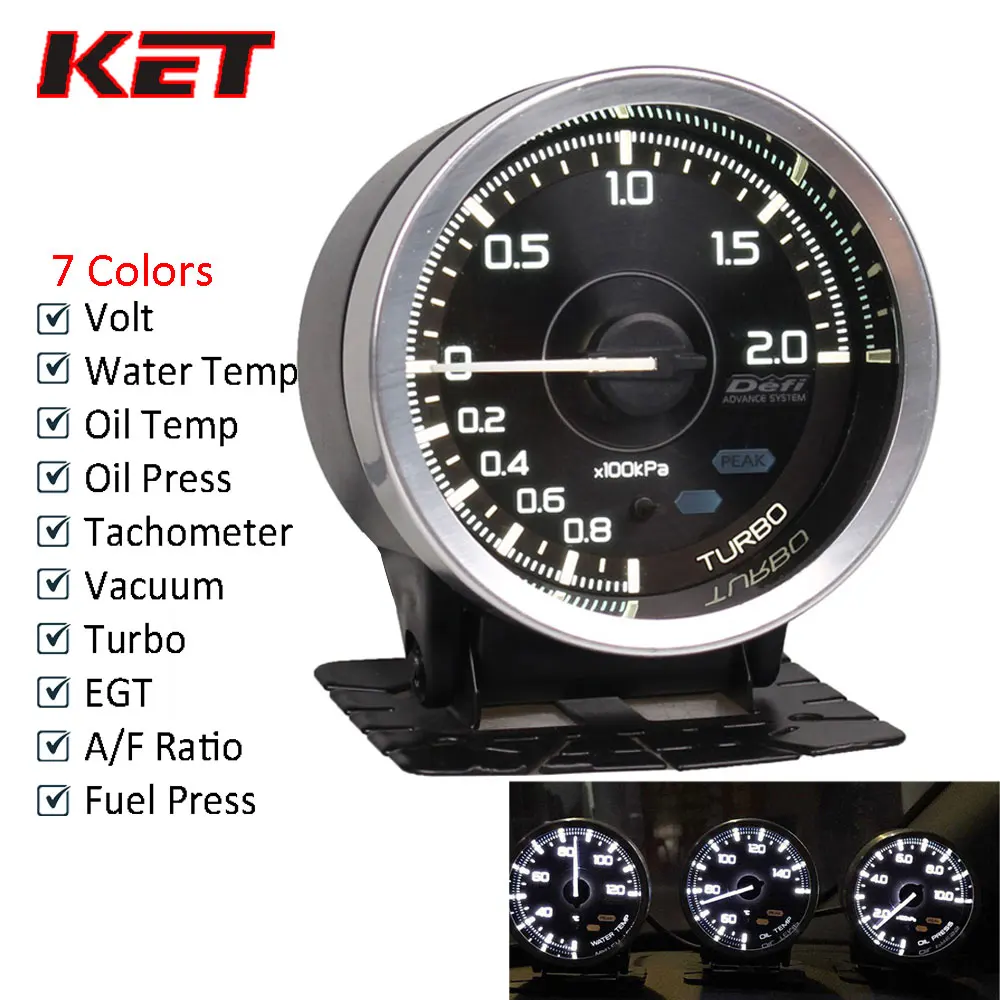 Comprar Defi A1 2,5 pulgadas 60mm 7 colores Defi medidores de temperatura del agua temperatura del aceite Turbo Boost presión de aceite Ext Temp relación de combustible de aire AFR